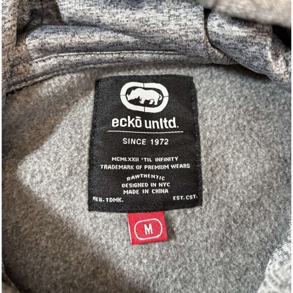 Ecko Unltd. Gray Pullover Hoodie W/ Kangaroo Zipper Pocket & Graphic Logo Size M - Picture 3 of 7